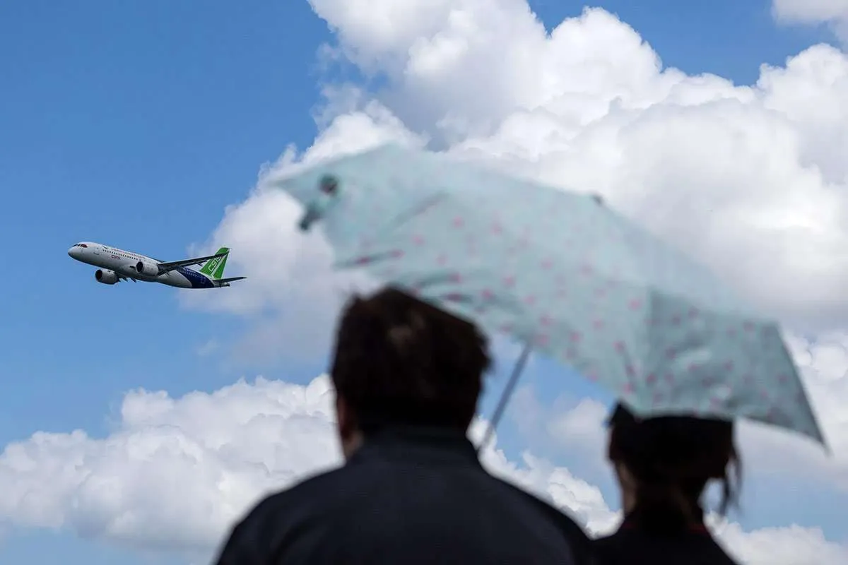China showcases its COMAC C919 aircraft at the Singapore Airshow, presenting a challenge to Boeing’s troubled 737 Max